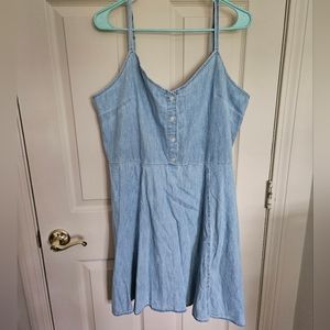 NWT Gap Sleeveless Light Blue Wash Button Front Dress XL